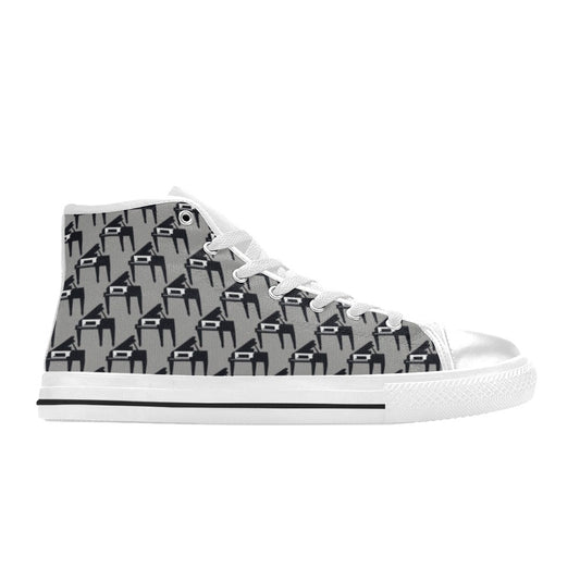 Piano Print Design LKS404 Men's High Top Canvas Shoes