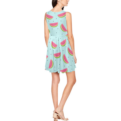 Watermelon Pattern Print Design WM06 Sleeveless Dress
