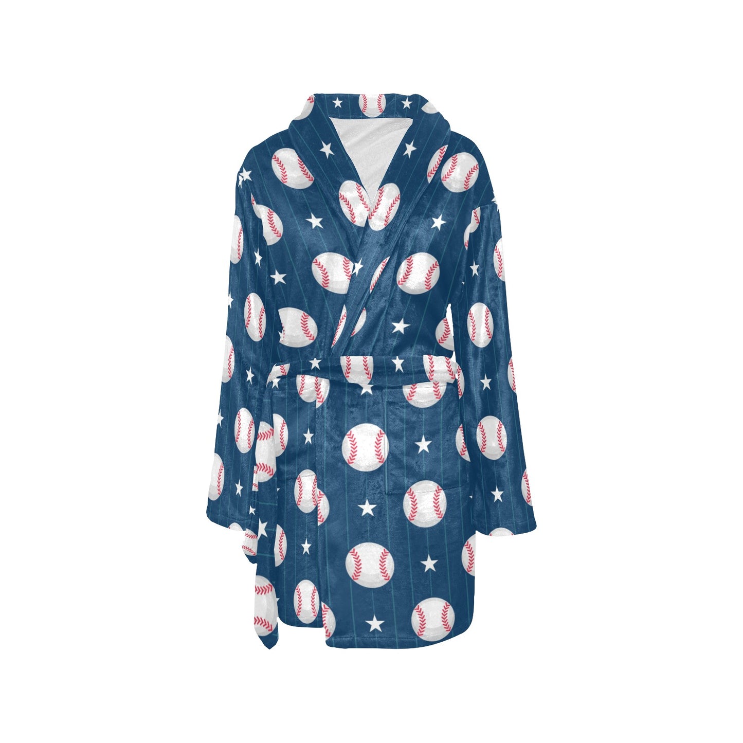 Baseball Star Print Pattern Women's Fleece Robe