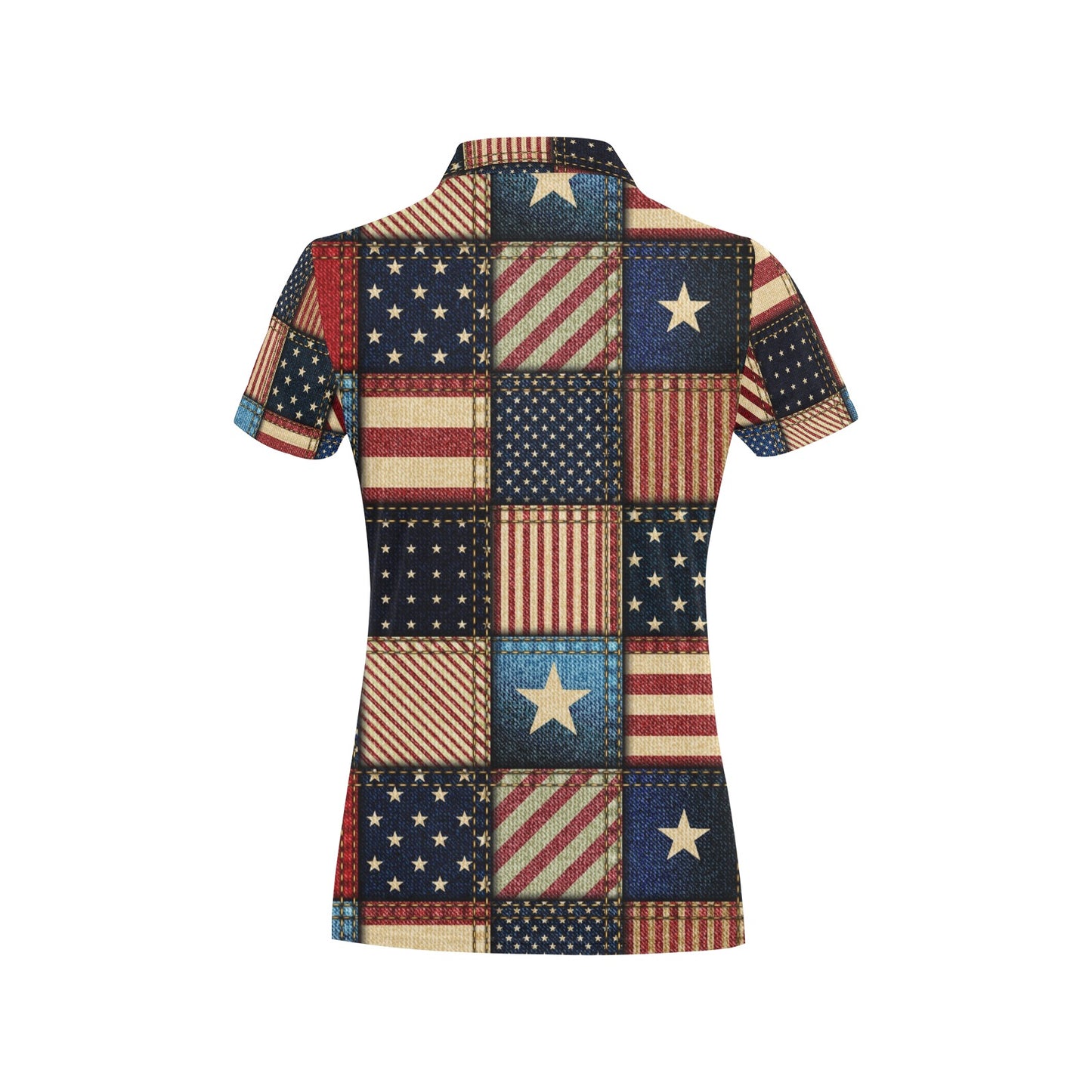 American flag Patchwork Design Women's Polo Shirt