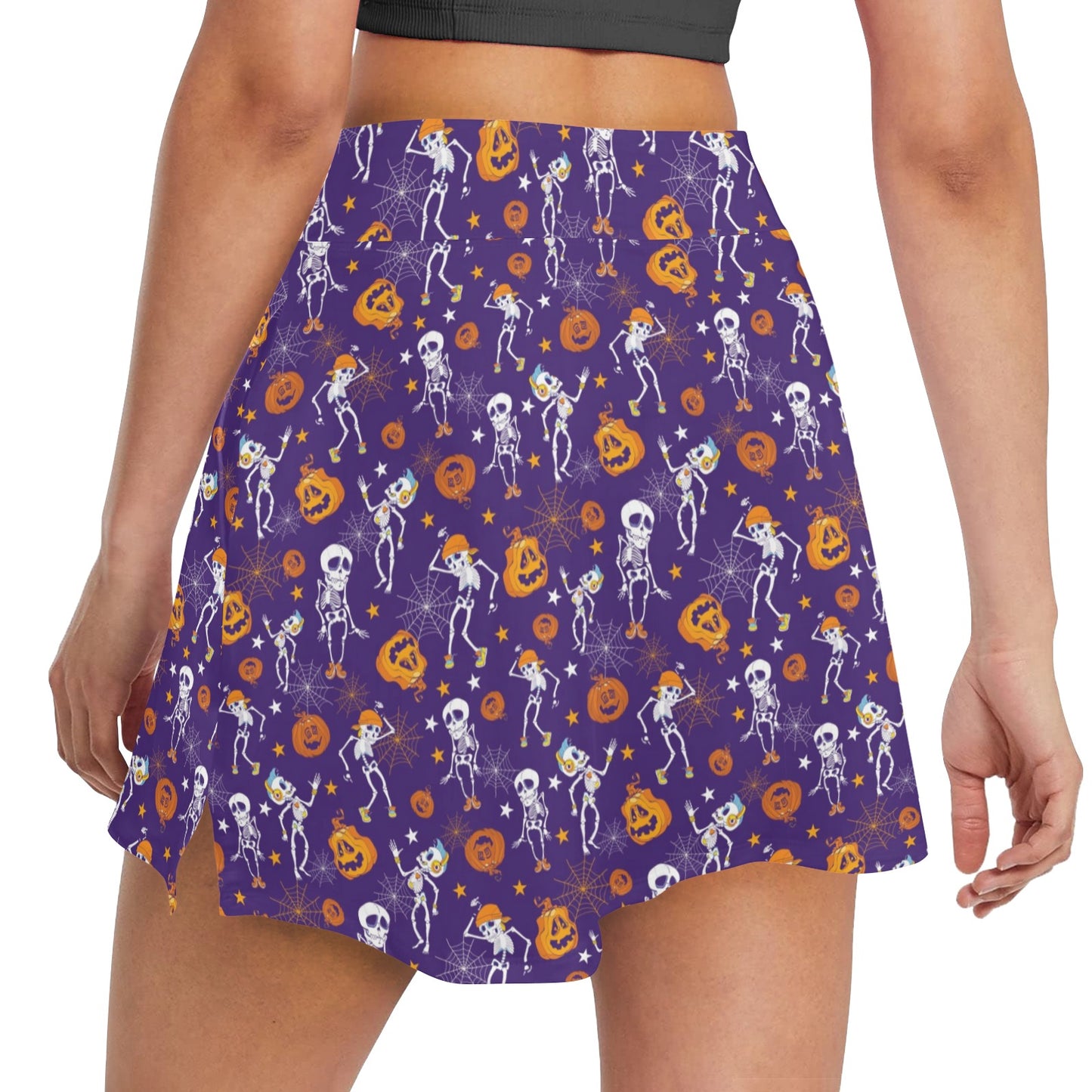 Skeleton Halloween Dance Print Design LKS304 17" Golf & Pickleball Skort with Pockets