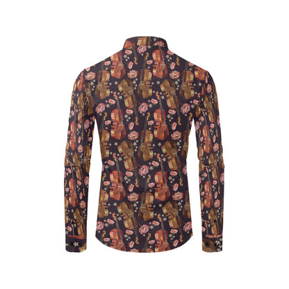 Violin Print Design LKS402 Men's Long Sleeve Dress Shirt
