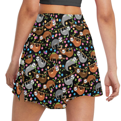 Sloth Print Design LKS306 17" Golf & Pickleball Skort with Pockets
