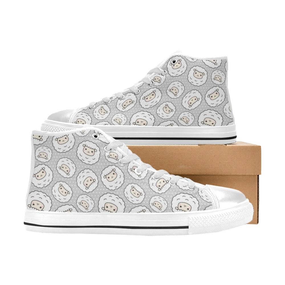 Sheep Print Design LKS401 Men's High Top Canvas Shoes