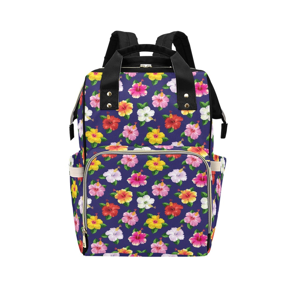 Hibiscus Colorful Print Design LKS301 Diaper Bag Backpack