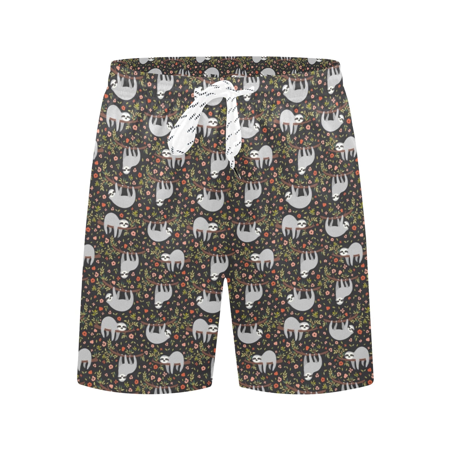 Sloth Cute Design Themed Print Men's Swim Trunks Beach Shorts