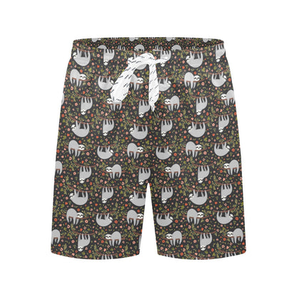 Sloth Cute Design Themed Print Men's Swim Trunks Beach Shorts