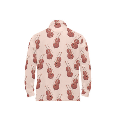 Cello Pattern Print Design 03 Long Sleeve Polo Shirt For Men's