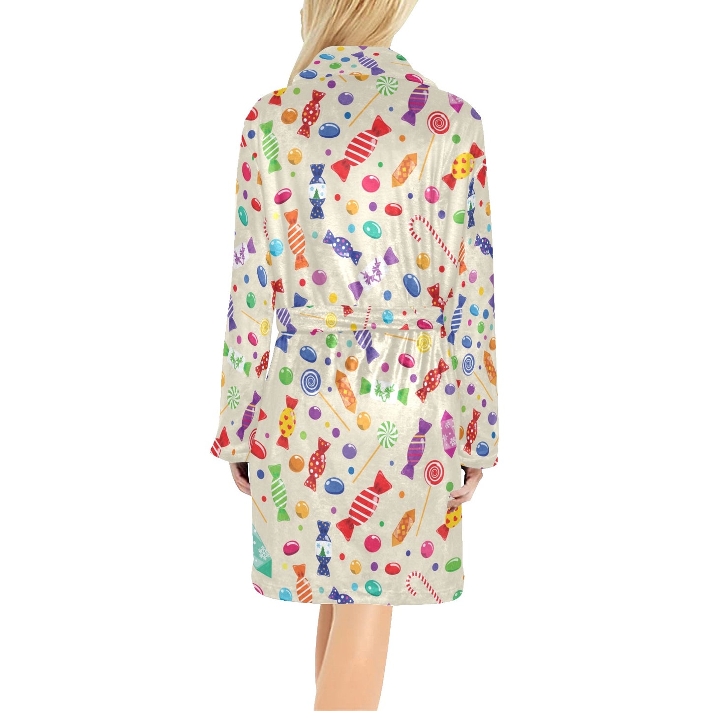 Candy Pattern Print Design 04 Women's Fleece Robe