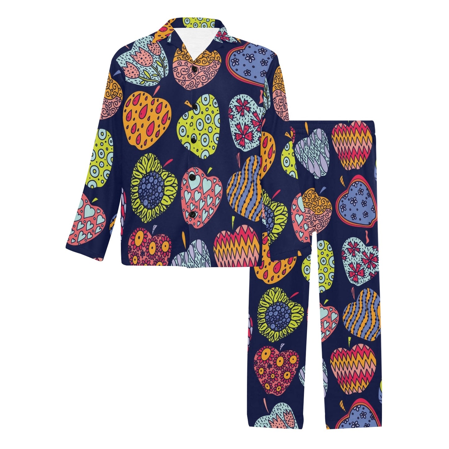 Apple Pattern Print Design AP05 Men's Long Pajama Set