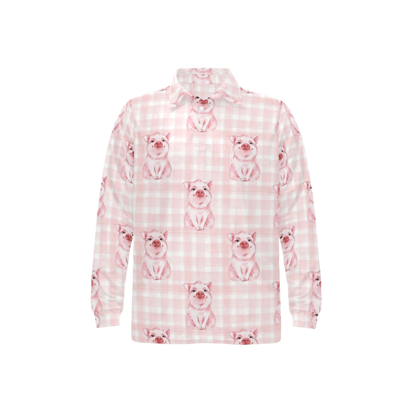 Pig Baby Pattern Print Design 01 Long Sleeve Polo Shirt For Men's