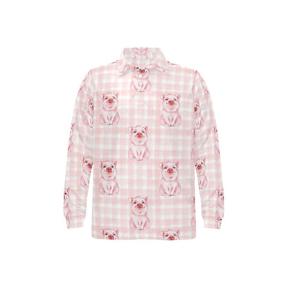 Pig Baby Pattern Print Design 01 Long Sleeve Polo Shirt For Men's