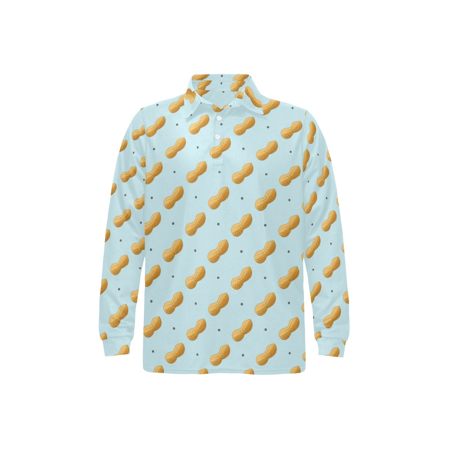 Peanut Pattern Print Design A03 Long Sleeve Polo Shirt For Men's