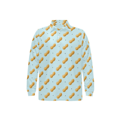 Peanut Pattern Print Design A03 Long Sleeve Polo Shirt For Men's