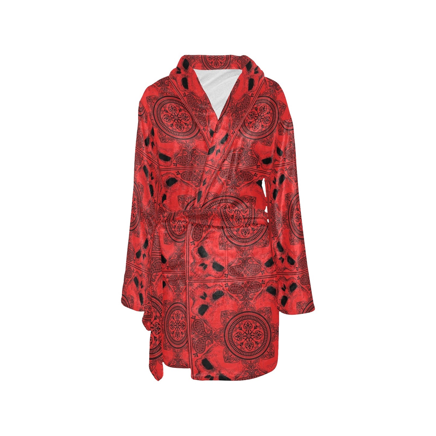 Bandana Red Print Design LKS304 Women's Fleece Robe