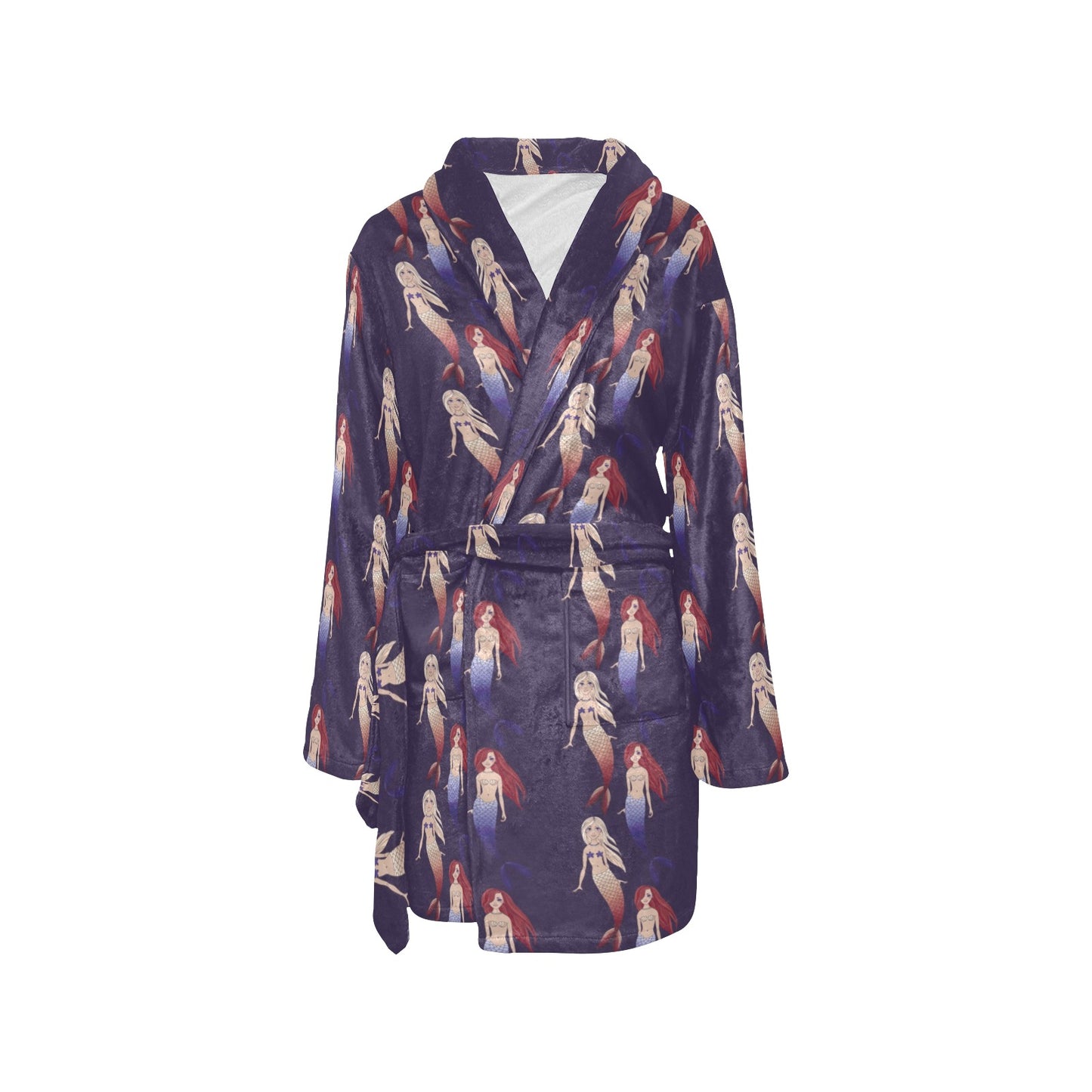 Mermaid Pattern Print Design 02 Women's Fleece Robe
