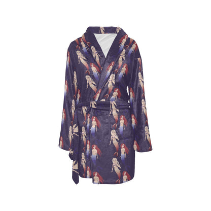 Mermaid Pattern Print Design 02 Women's Fleece Robe