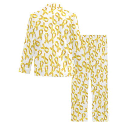 Childhood cancer Pattern Print Design 02 Men's Long Pajama Set