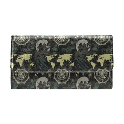 World Map Print Design LKS303 Women's Trifold Wallet