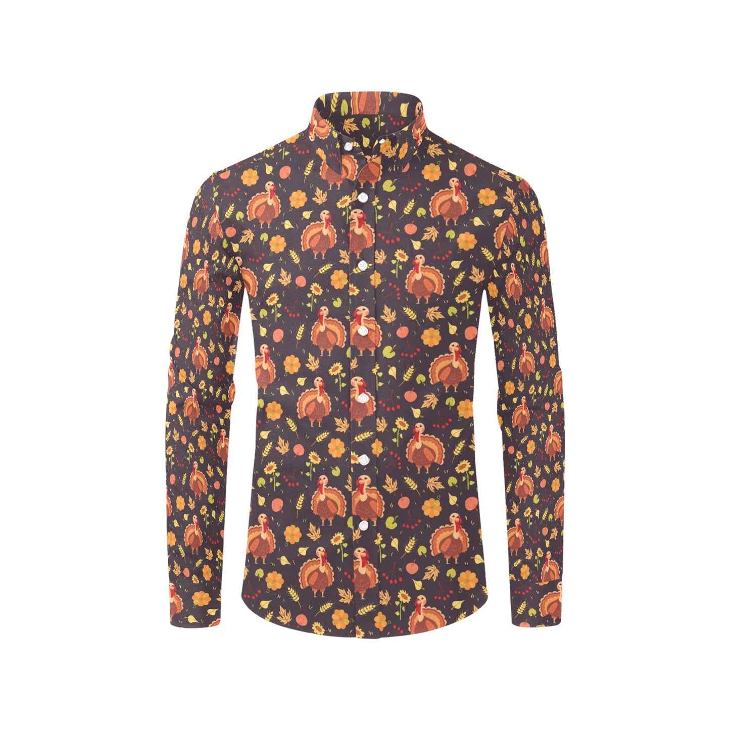 Thanksgiving Print Design LKS305 Men's Long Sleeve Dress Shirt