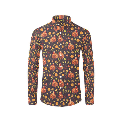 Thanksgiving Print Design LKS305 Men's Long Sleeve Dress Shirt