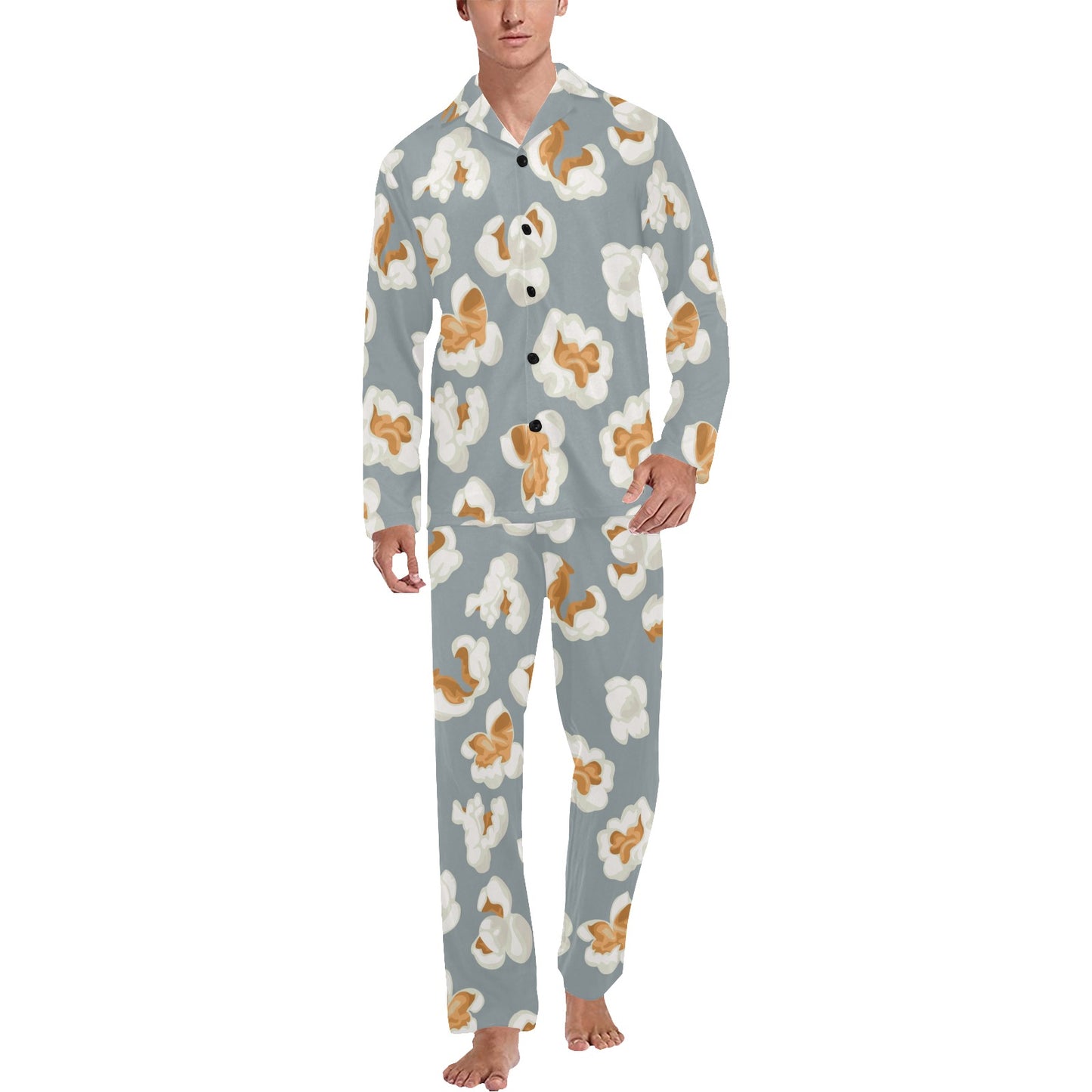 Popcorn Pattern Print Design A05 Men's Long Pajama Set