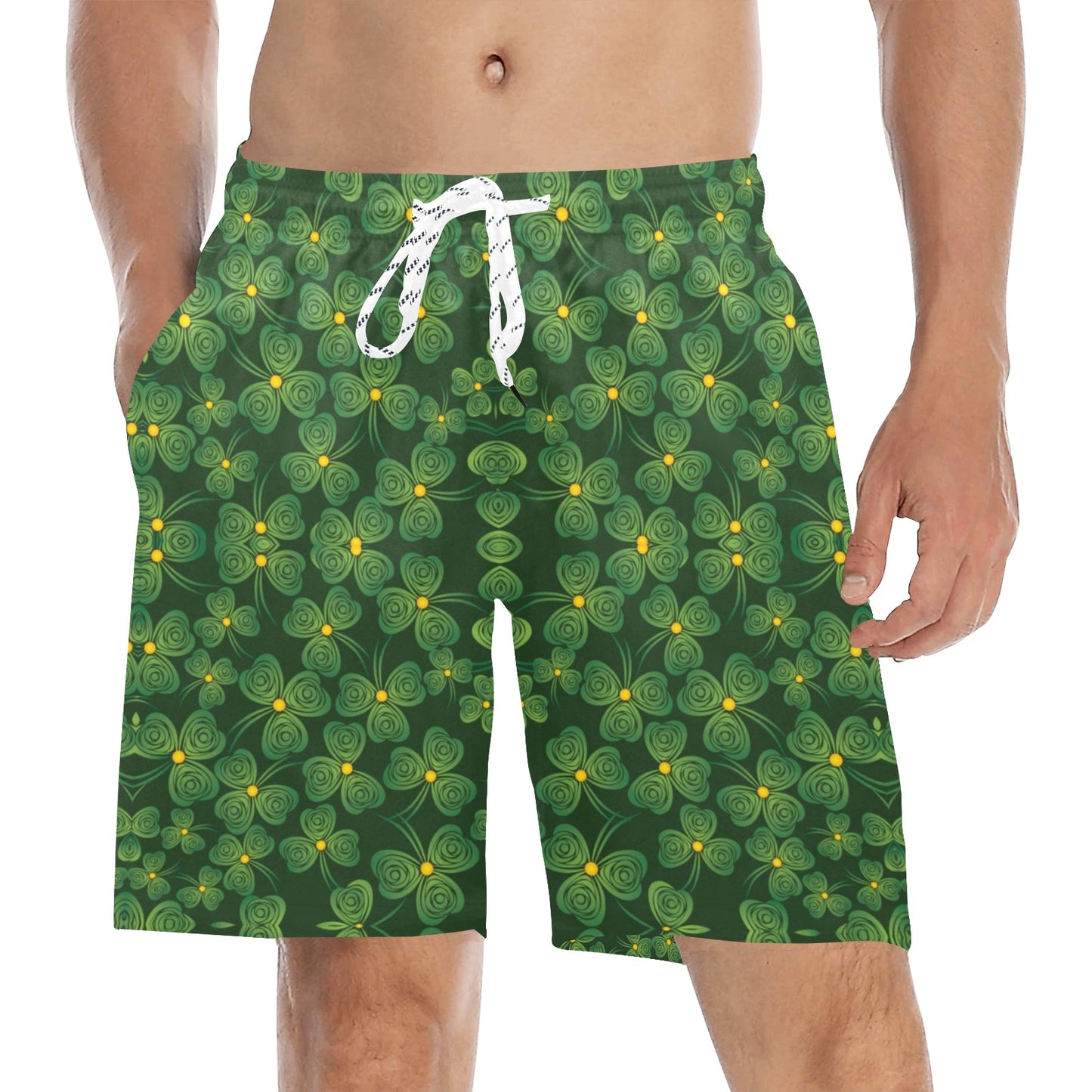 Shamrock Pattern Men's Swim Trunks Beach Shorts