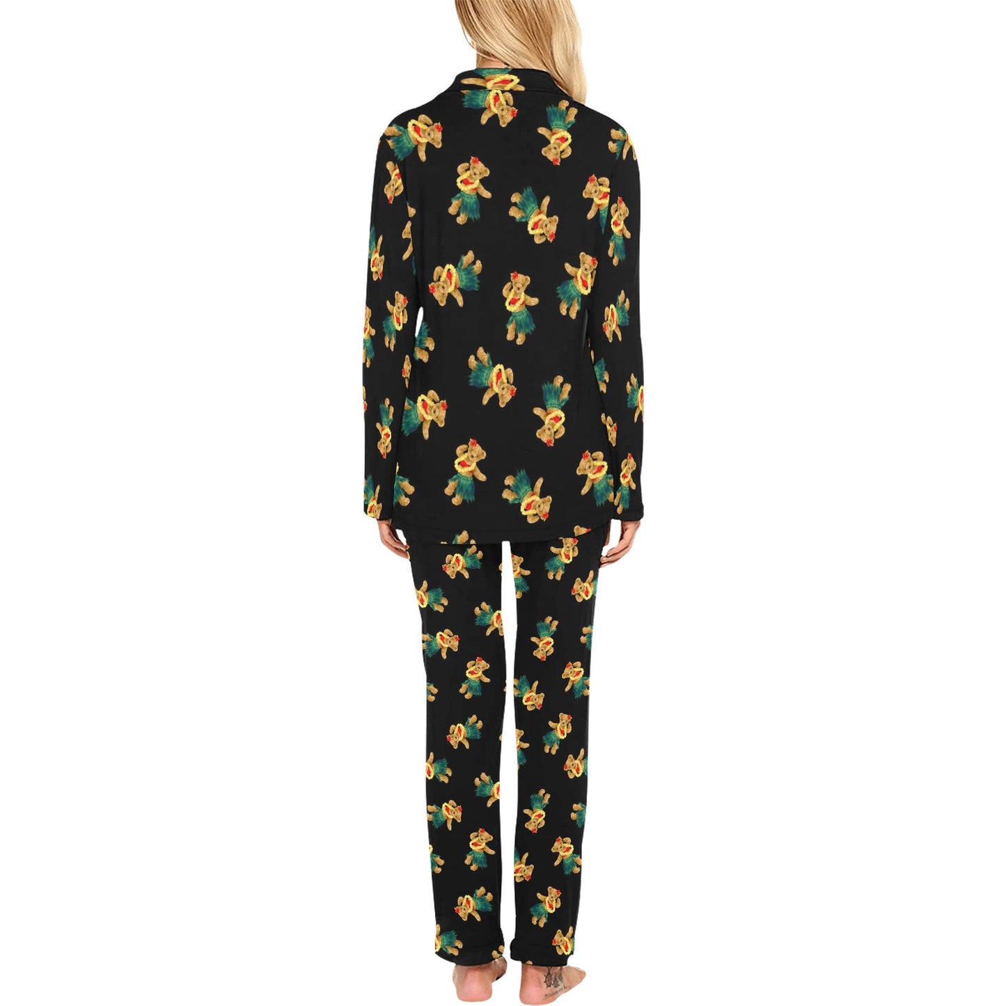 Hula Bear Pattern Print Design 06 Women's Long Pajama Set