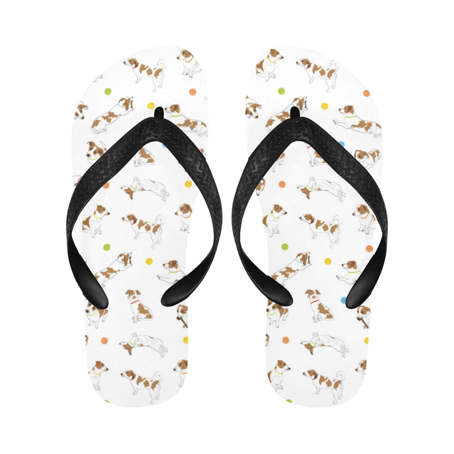 Russell Terriers With Balls Print Design LKS307 Flip Flops