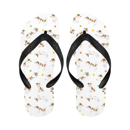 Russell Terriers With Balls Print Design LKS307 Flip Flops