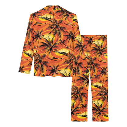 Palm Tree Pattern Print Design A02 Women's Long Pajama Set