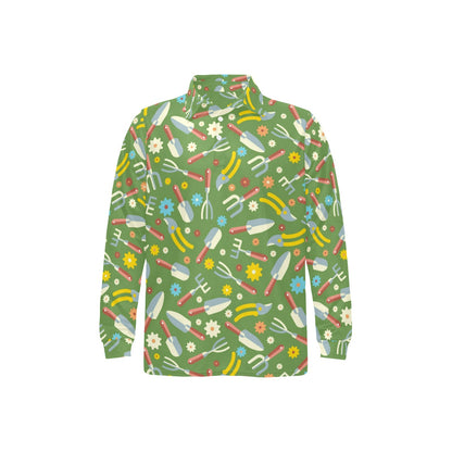 Gardening Pattern Print Design G06 Long Sleeve Polo Shirt For Men's