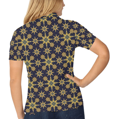 kaleidoscope Gold Print Design Women's Polo Shirt