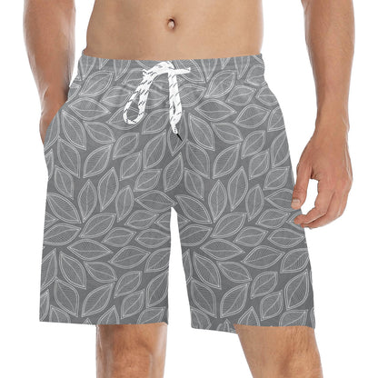 Elm Leave Grey Print Pattern Men's Swim Trunks Beach Shorts