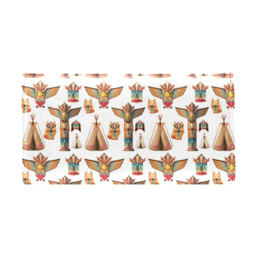 Totem Native Print Design LKS303 Women's Trifold Wallet