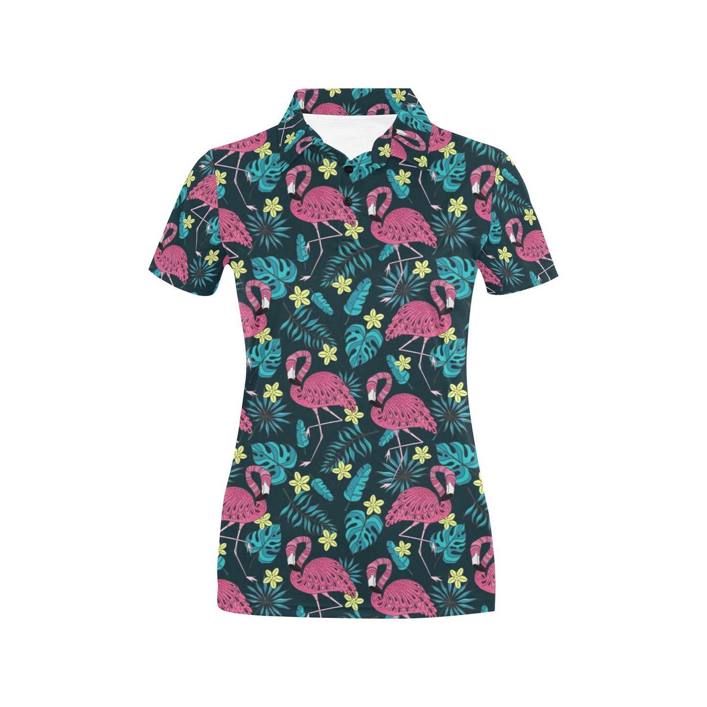 Flamingo Print Pattern Women's Polo Shirt