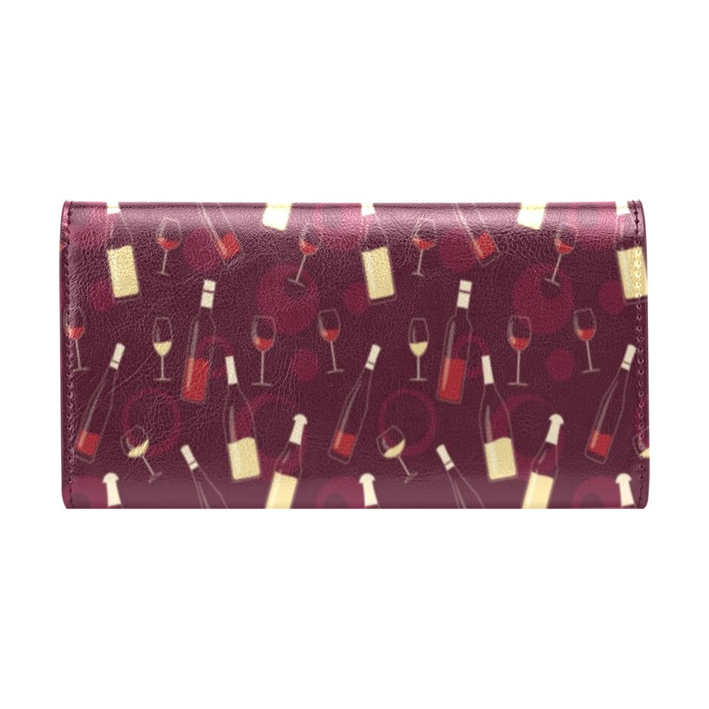 Wine Themed Pattern Print Women's Trifold Wallet