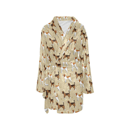 Beagle Pattern Print Design 01 Women's Fleece Robe