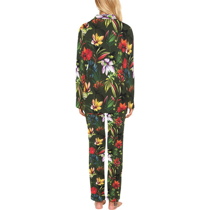 Magnolia Pattern Print Design 02 Women's Long Pajama Set