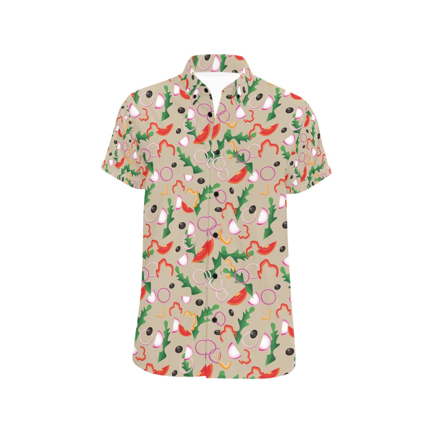 Salad Print Design LKS303 Men Short Sleeve Button Up Shirt