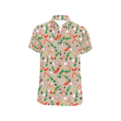 Salad Print Design LKS303 Men Short Sleeve Button Up Shirt