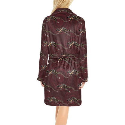 Kangaroos Pattern Print Design 05 Women's Fleece Robe