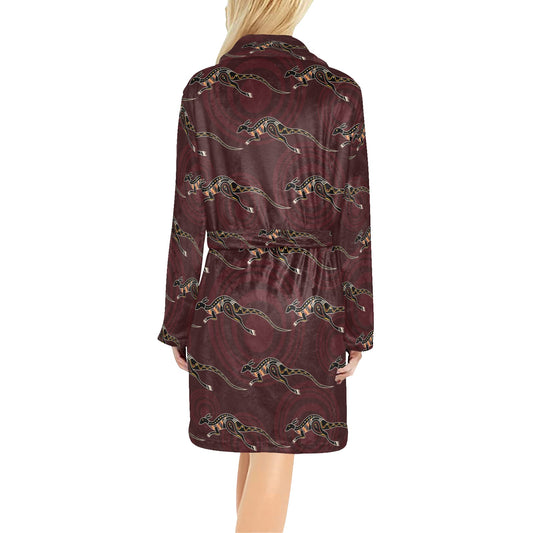 Kangaroos Pattern Print Design 05 Women's Fleece Robe
