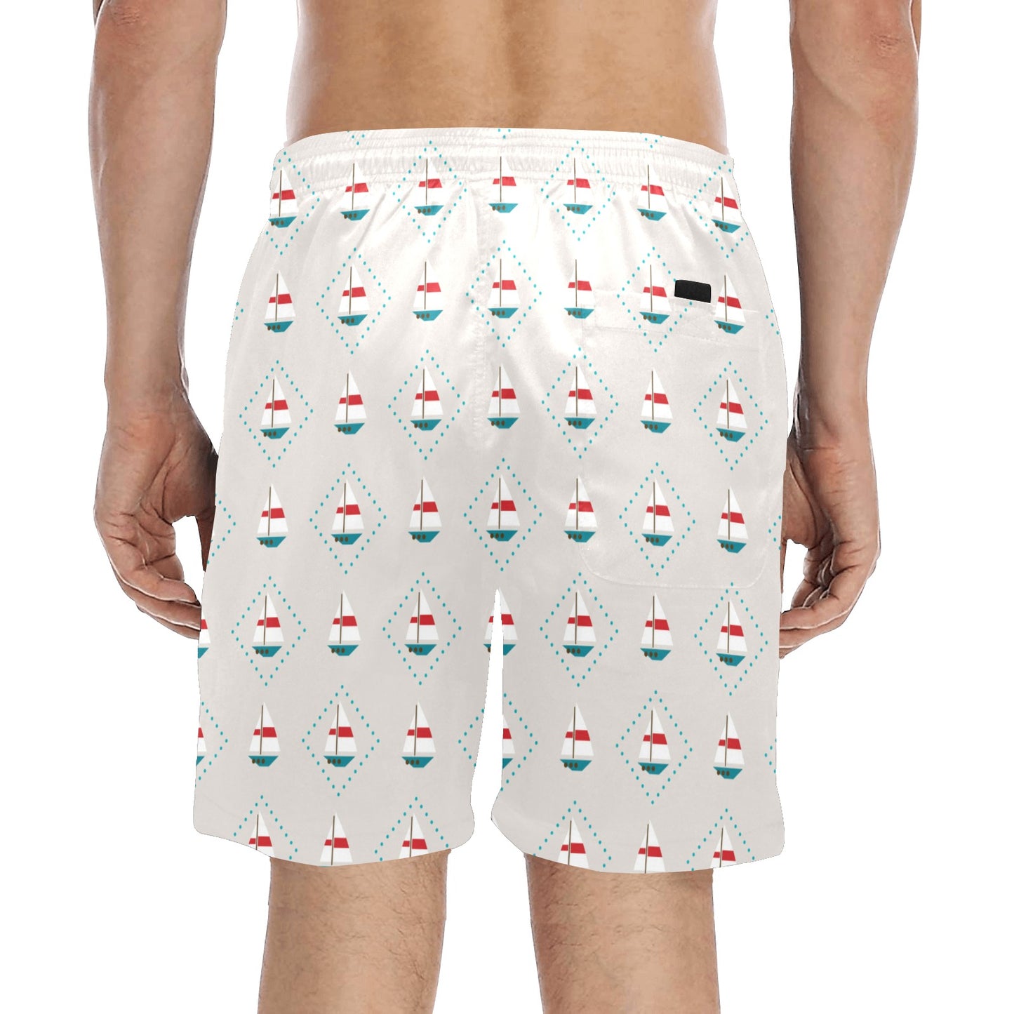 Sailboat Print Design LKS301 Men's Swim Trunks Beach Shorts