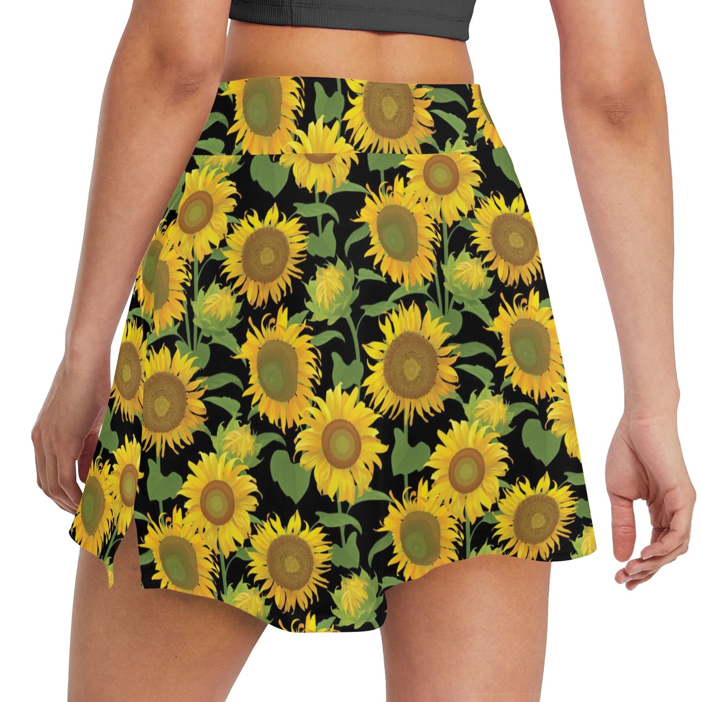 Sunflower Print Design LKS302 17" Golf & Pickleball Skort with Pockets