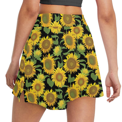 Sunflower Print Design LKS302 17" Golf & Pickleball Skort with Pockets