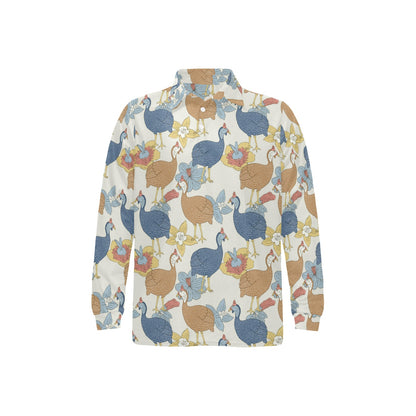 Guinea Fowl Pattern Print Design 01 Long Sleeve Polo Shirt For Men's