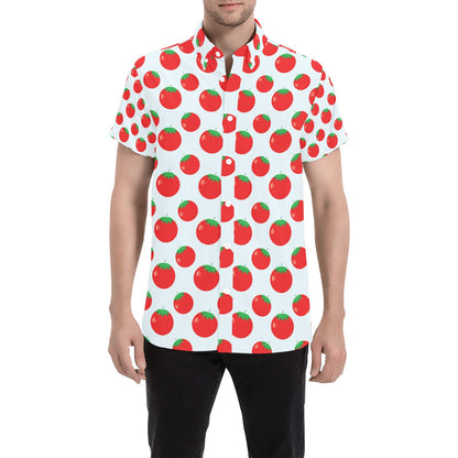 Tomato Print Design LKS307 Men Short Sleeve Button Up Shirt
