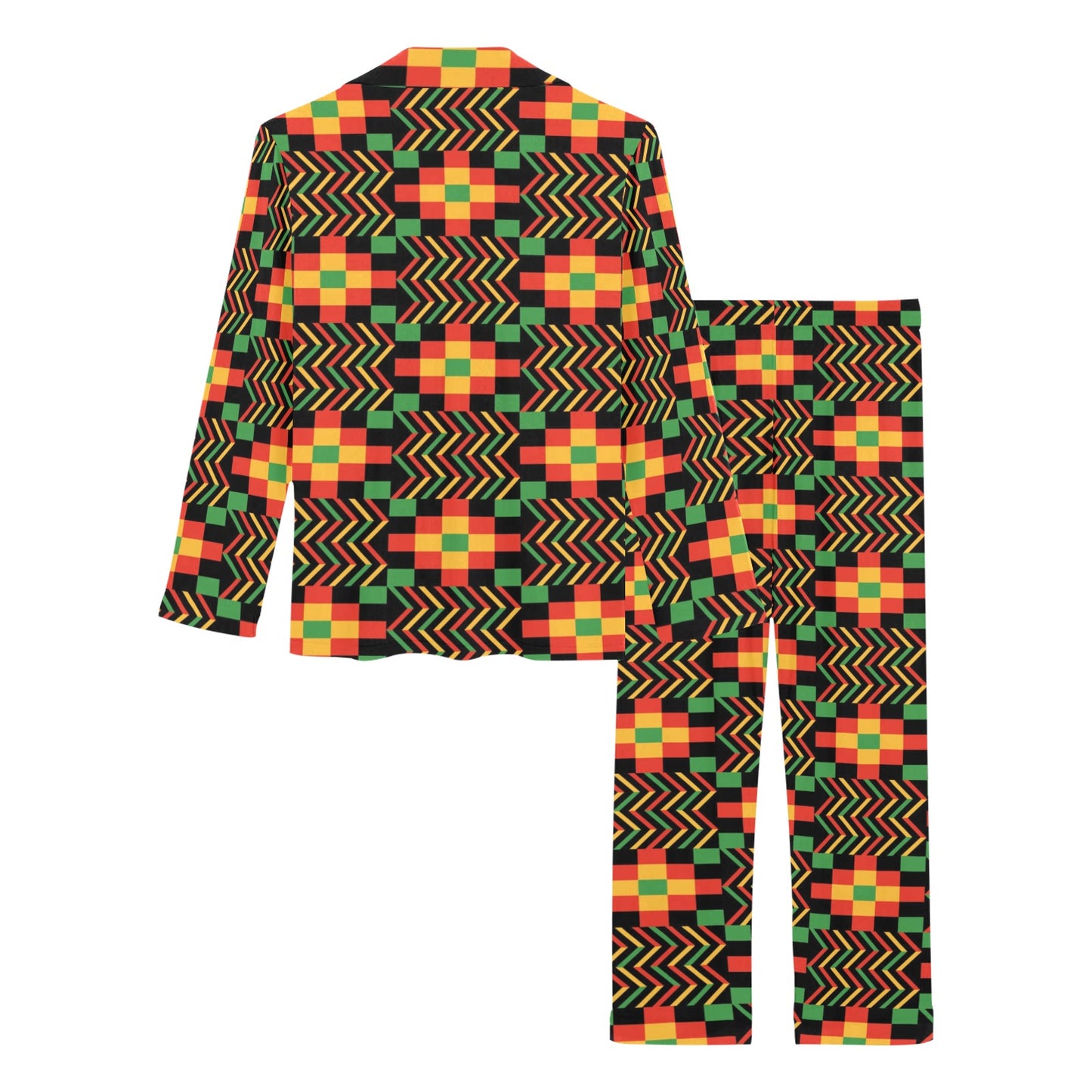 Kente Pattern Print Design 01 Women's Long Pajama Set