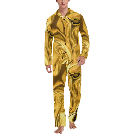 Liquid Pattern Print Design 03 Men's Long Pajama Set